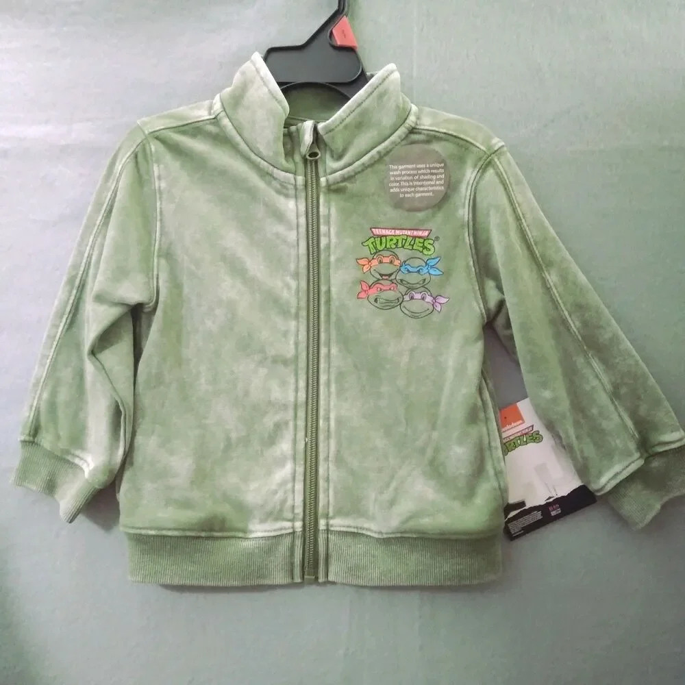 TMNT Jacket Teenage Mutant Ninja Turtle Size 2T Zip Up Sweatshirt Spring Hooded